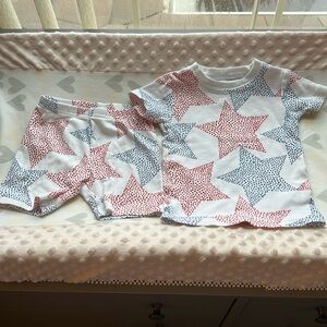 Red and blue star two piece short set